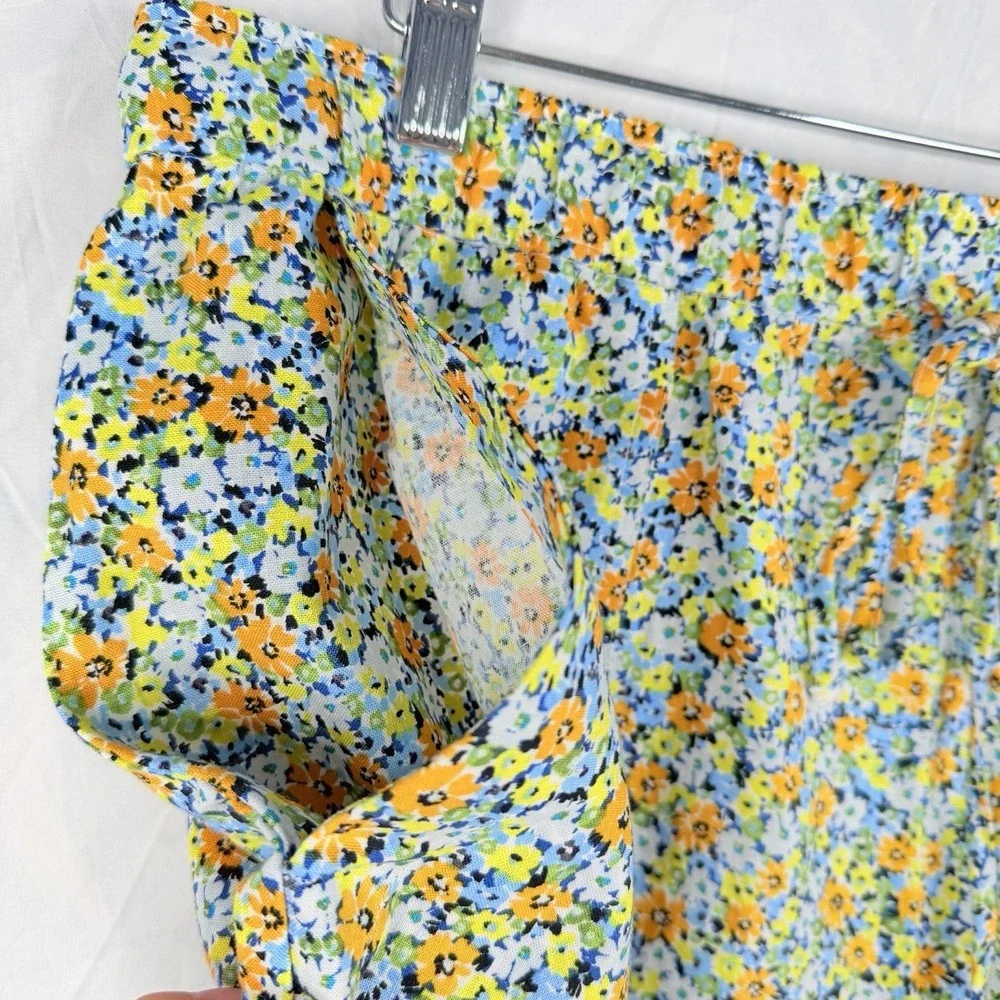 Land 'N Sea Women's SZ-L Orange Floral 55%Linen & Rayon Blend midi length skir‎